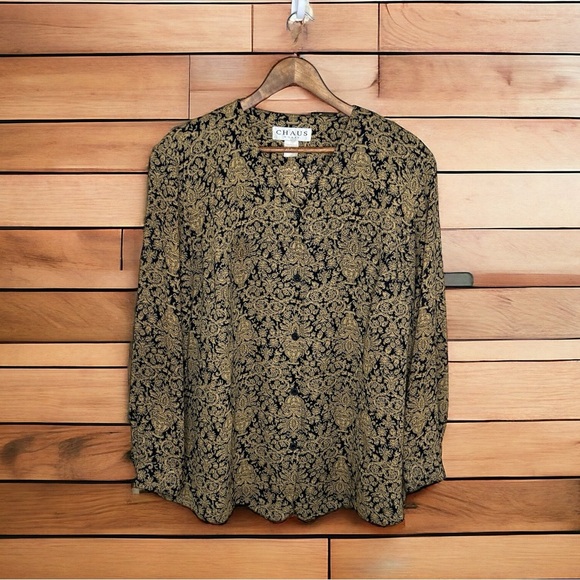 Chaus Women’s Long Sleeve Paisley Blouse Shirt - Picture 1 of 9